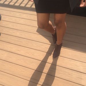 Brown leather wedges